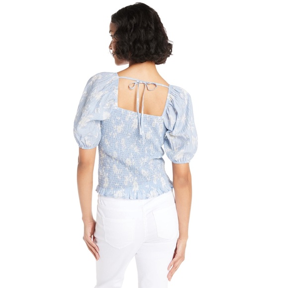 SELF ESTEEM || Light Blue Puff Sleeve Blouse. Sz. L - Picture 2 of 16